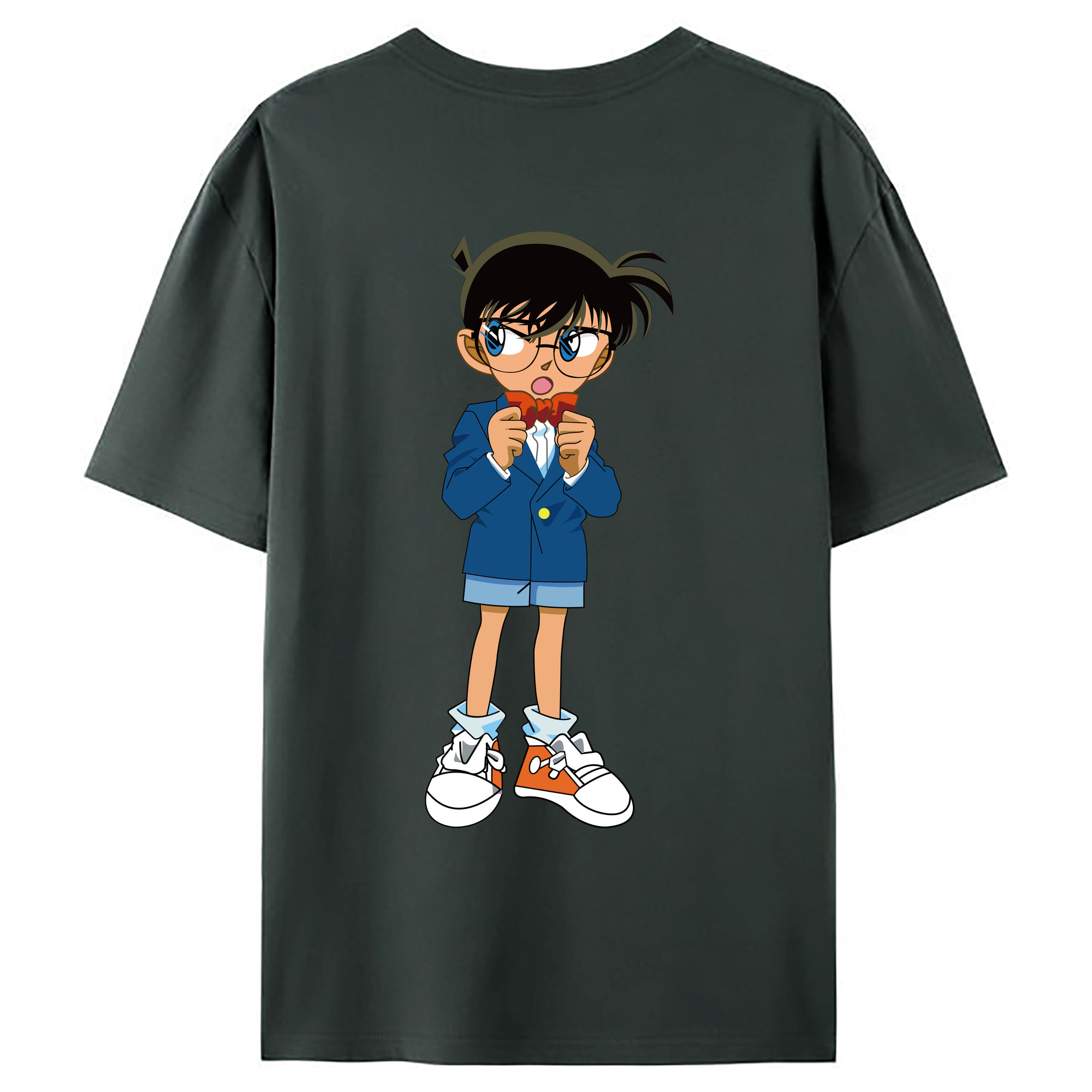 （画像用） 名探偵コナン 江戸川 コナン Detective Conan Conan Edogawa 綿100％ メンズ半袖Tシャツ（バックプリント） 通気性